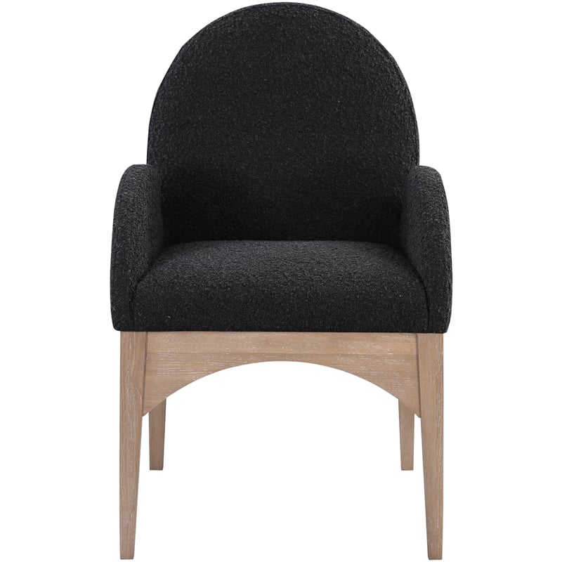Pemberly Row Contemporary Black Boucle Fabric Dining Arm Chair