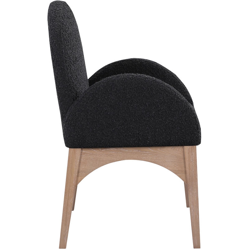 Pemberly Row Contemporary Black Boucle Fabric Dining Arm Chair