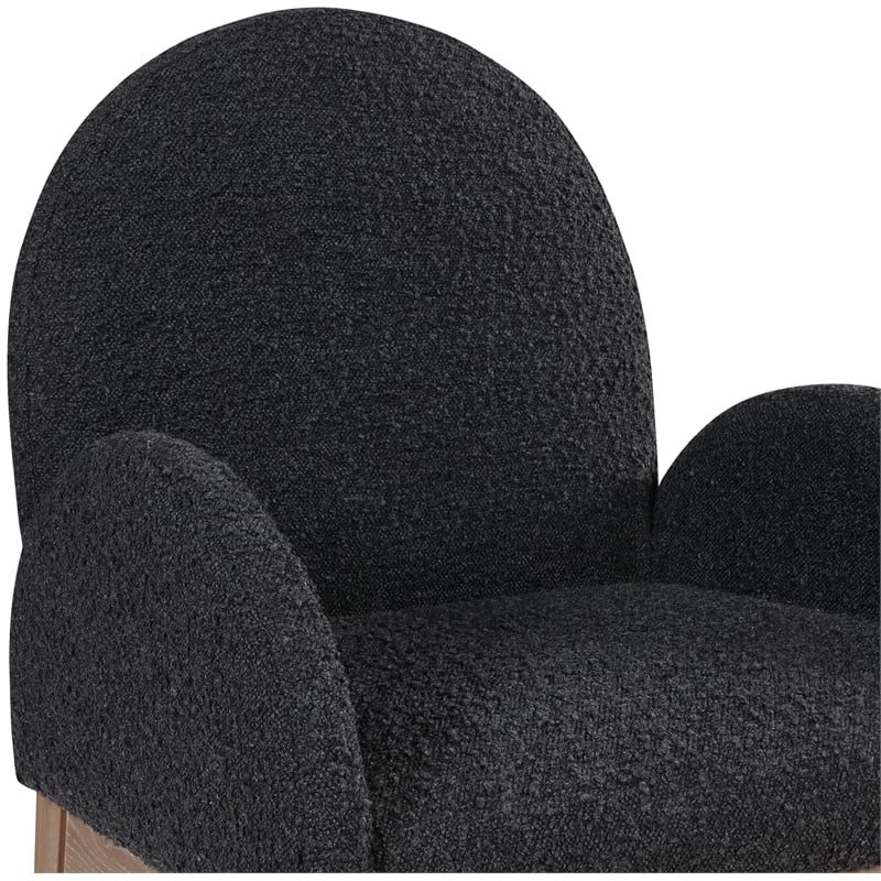 Pemberly Row Contemporary Black Boucle Fabric Dining Arm Chair