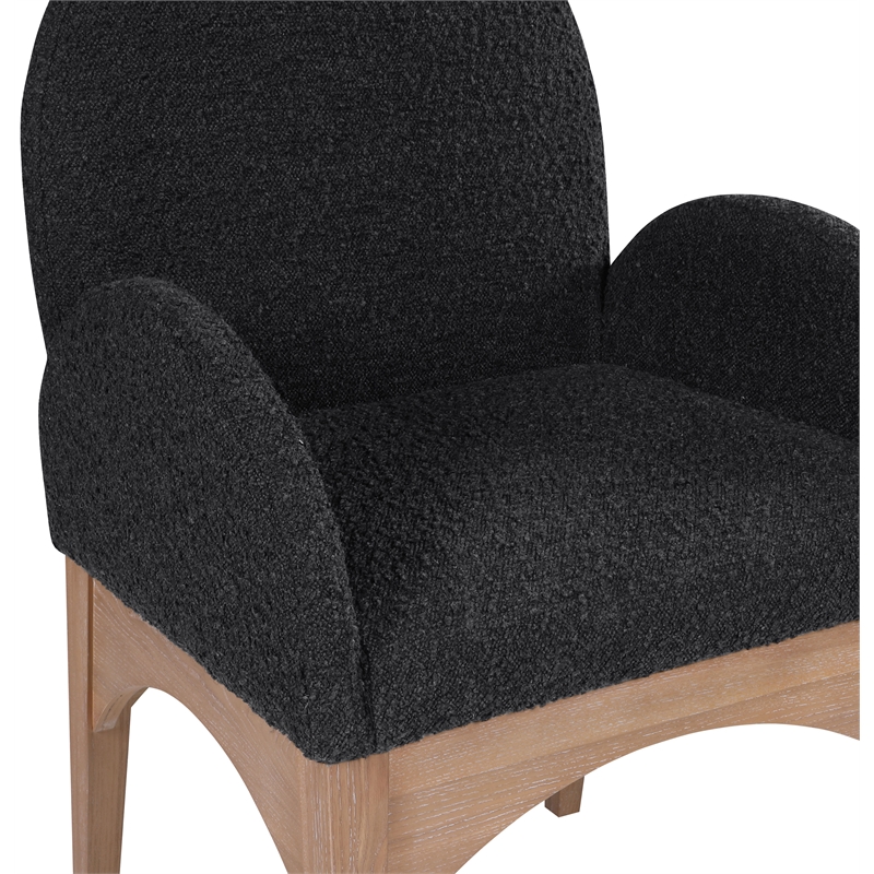 Pemberly Row Contemporary Black Boucle Fabric Dining Arm Chair