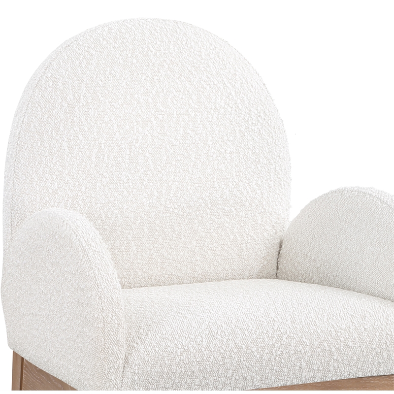 Pemberly Row Contemporary Cream Boucle Fabric Dining Arm Chair