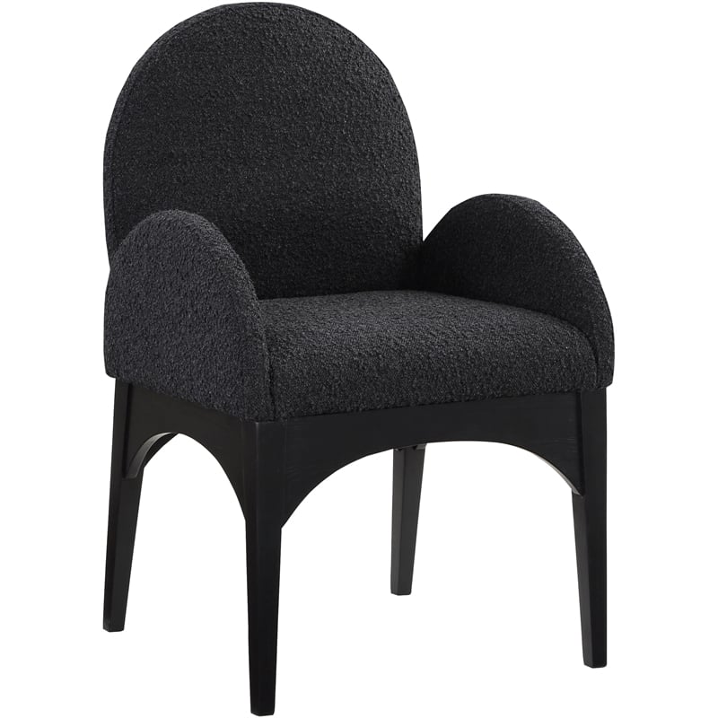 Pemberly Row Contemporary Black Boucle Fabric Dining Arm Chair