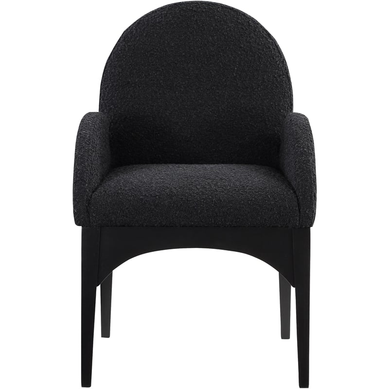 Pemberly Row Contemporary Black Boucle Fabric Dining Arm Chair