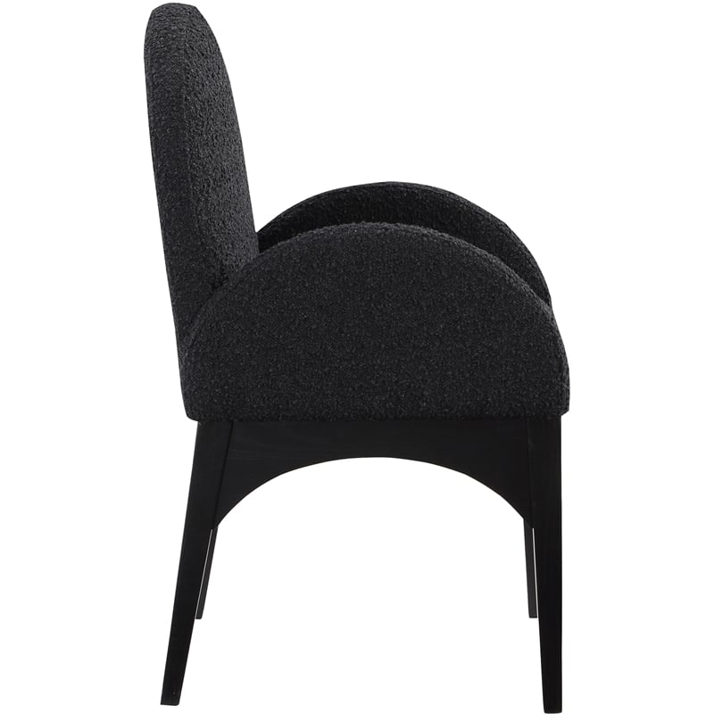 Pemberly Row Contemporary Black Boucle Fabric Dining Arm Chair