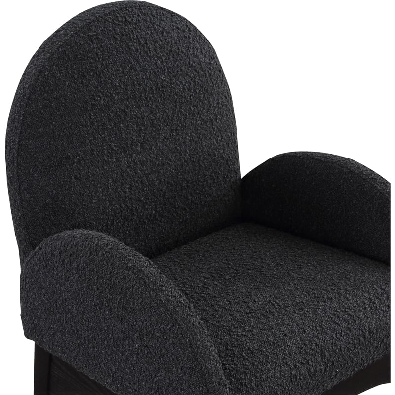 Pemberly Row Contemporary Black Boucle Fabric Dining Arm Chair