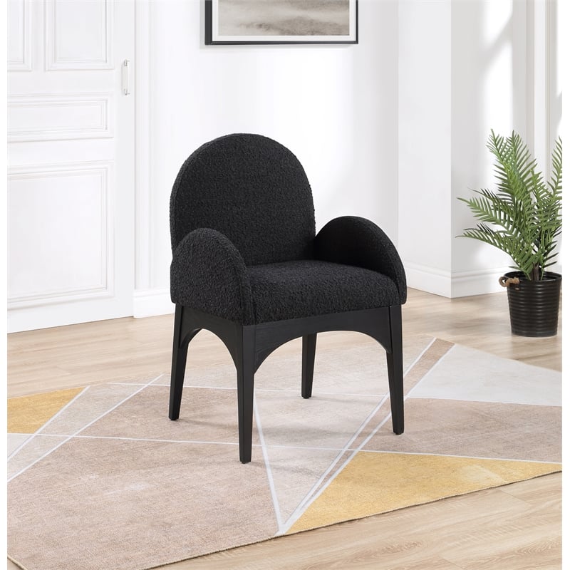 Pemberly Row Contemporary Black Boucle Fabric Dining Arm Chair