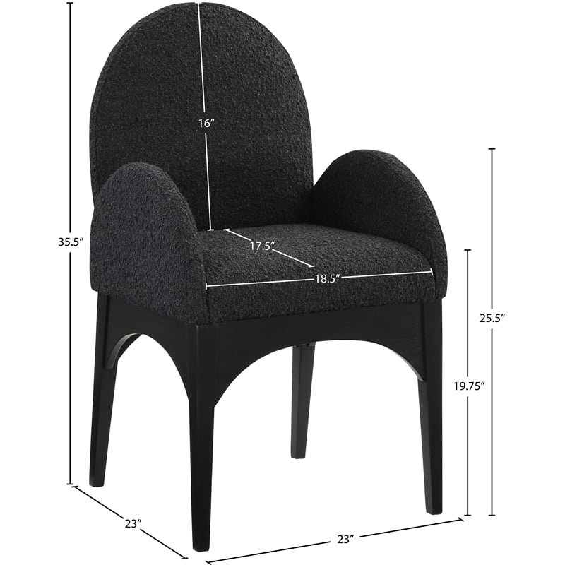 Pemberly Row Contemporary Black Boucle Fabric Dining Arm Chair