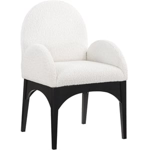 Pemberly Row Contemporary Cream Boucle Fabric Dining Arm Chair