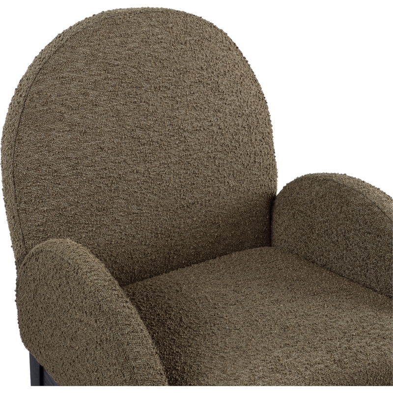 Pemberly Row Contemporary Olive Boucle Fabric Dining Arm Chair