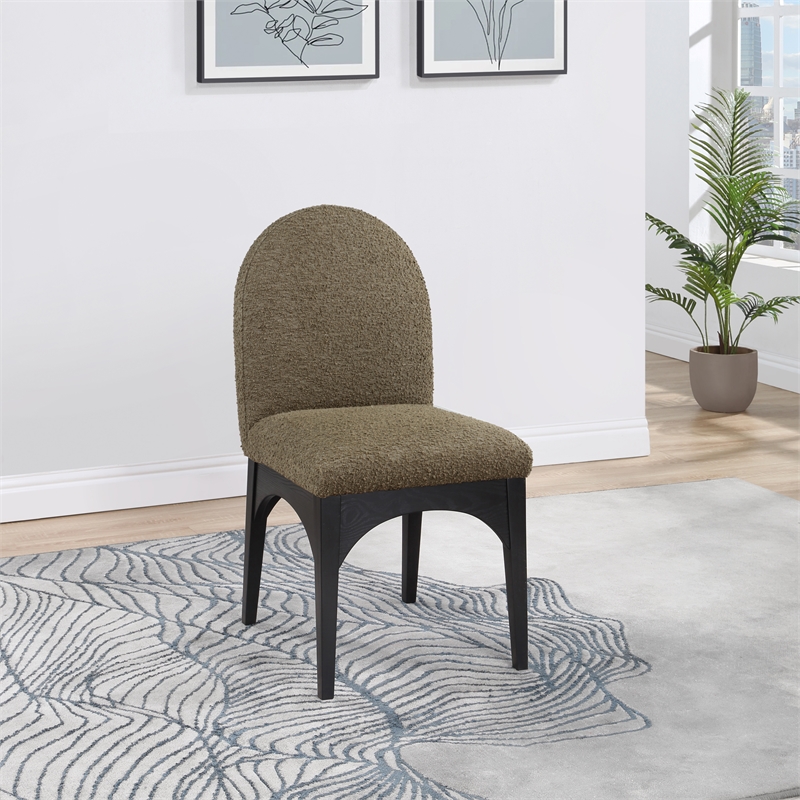Pemberly Row Contemporary Olive Boucle Fabric Dining Side Chair