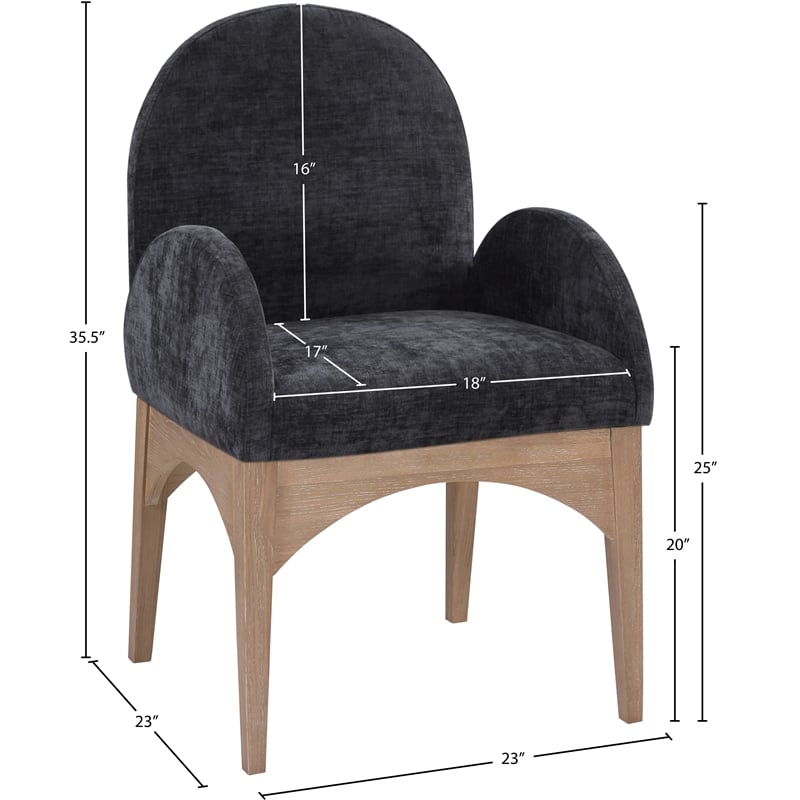 Pemberly Row Modern / Contemporary Black Fabric Dining Arm Chair