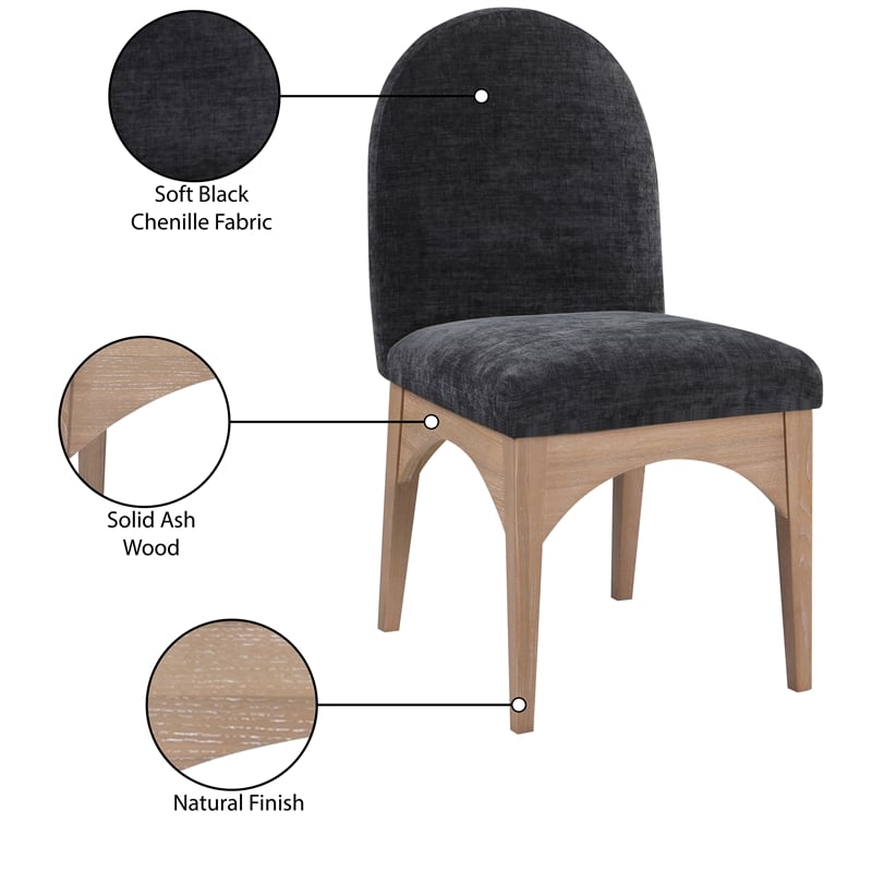 Pemberly Row Modern / Contemporary Black Fabric Dining Side Chair
