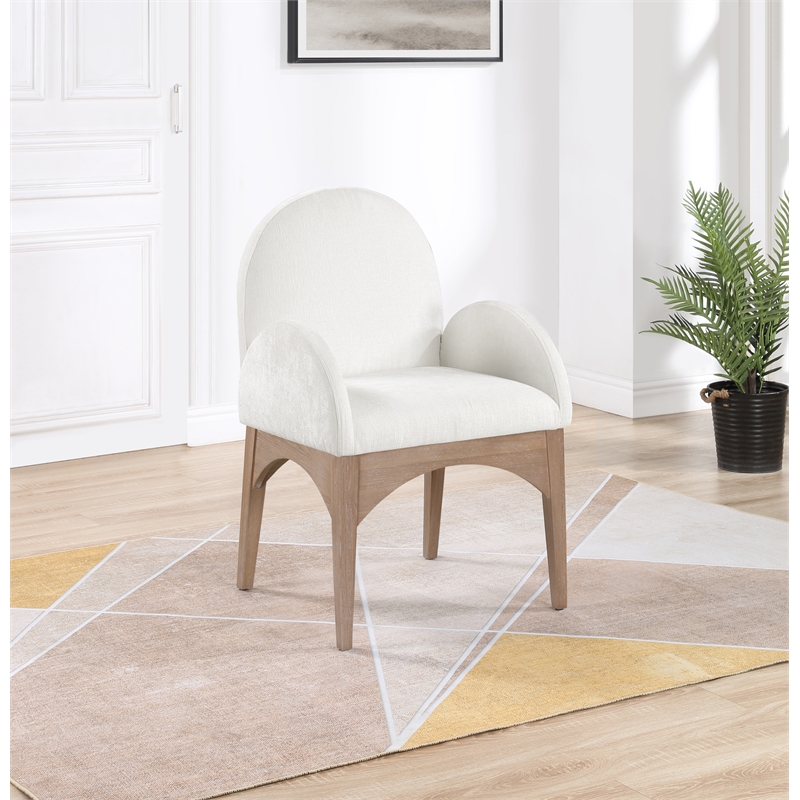 Pemberly Row Modern / Contemporary Cream Fabric Dining Arm Chair