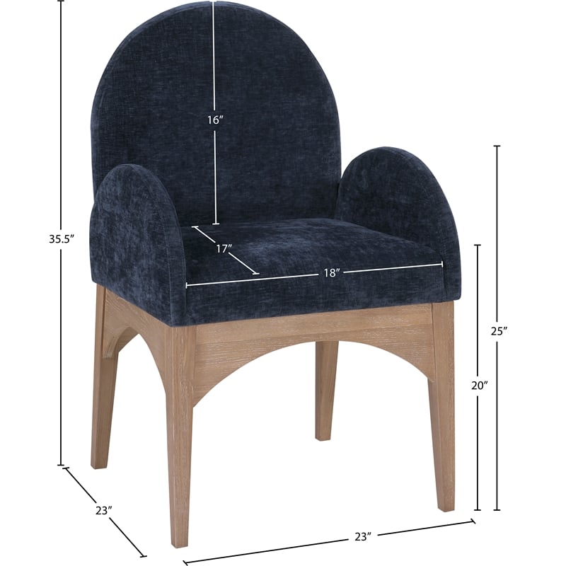 Pemberly Row Modern / Contemporary Navy Fabric Dining Arm Chair