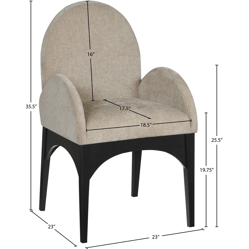 Pemberly Row Modern / Contemporary Beige Fabric Dining Arm Chair