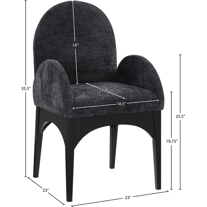 Pemberly Row Modern / Contemporary Black Fabric Dining Arm Chair