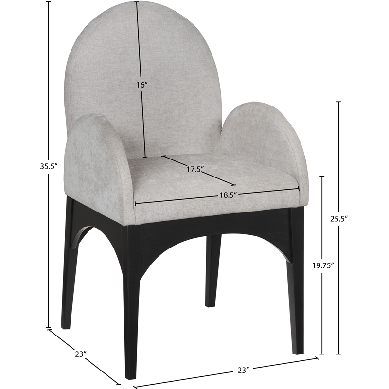 Pemberly Row Modern / Contemporary Grey Fabric Dining Arm Chair