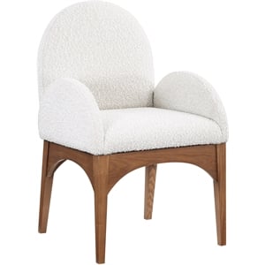 Pemberly Row Contemporary Cream Boucle Fabric Dining Arm Chair