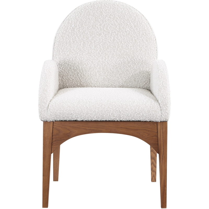 Pemberly Row Contemporary Cream Boucle Fabric Dining Arm Chair