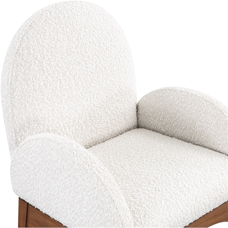 Pemberly Row Contemporary Cream Boucle Fabric Dining Arm Chair