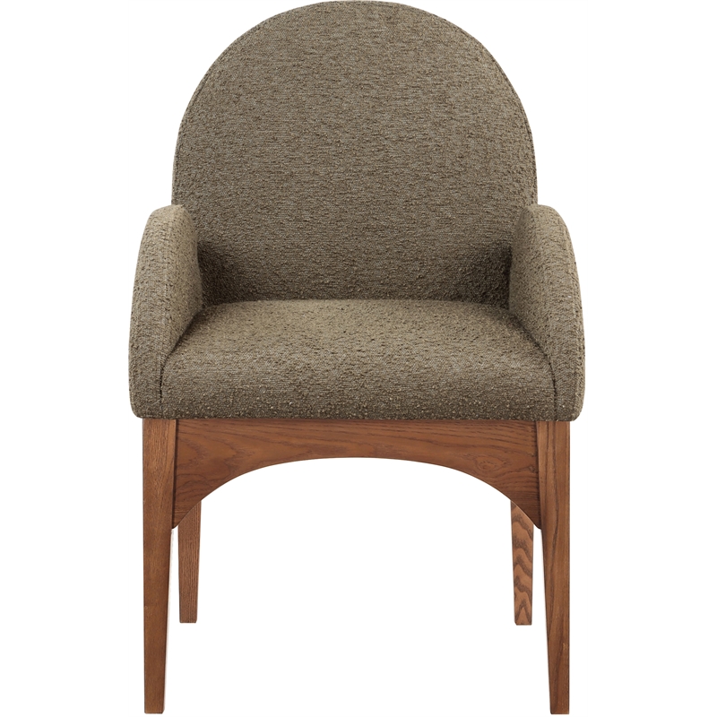 Pemberly Row Contemporary Olive Boucle Fabric Dining Arm Chair