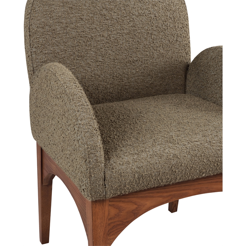 Pemberly Row Contemporary Olive Boucle Fabric Dining Arm Chair