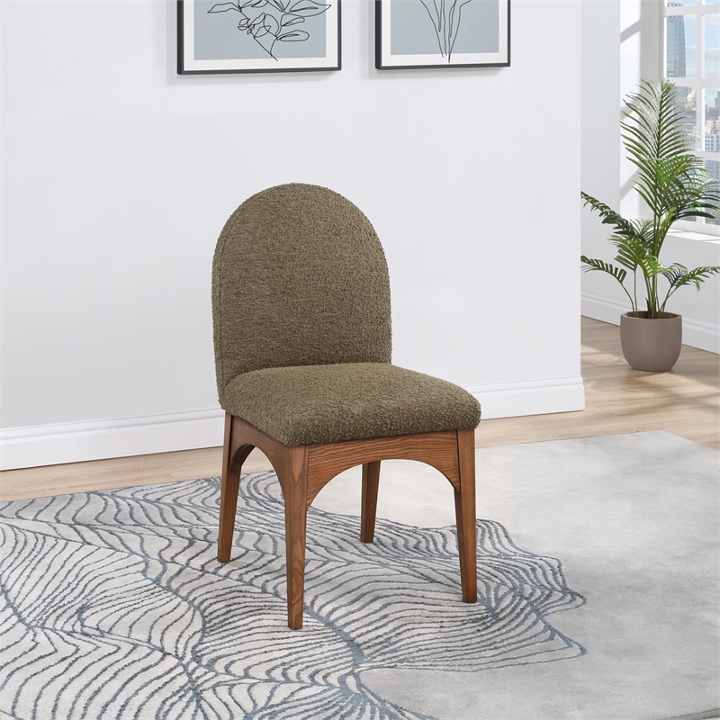 Pemberly Row Contemporary Olive Boucle Fabric Dining Side Chair