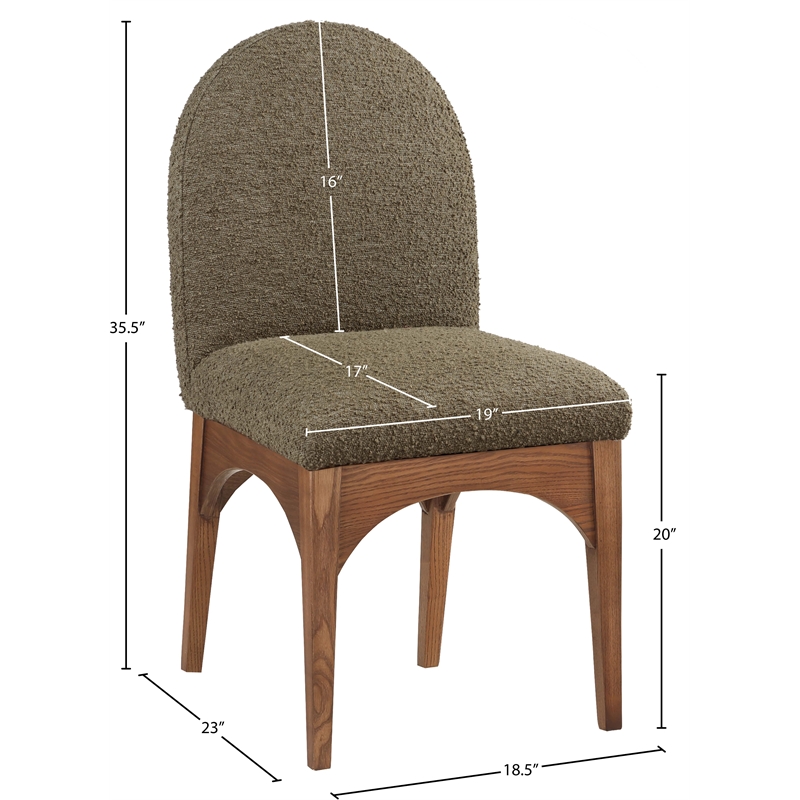 Pemberly Row Contemporary Olive Boucle Fabric Dining Side Chair