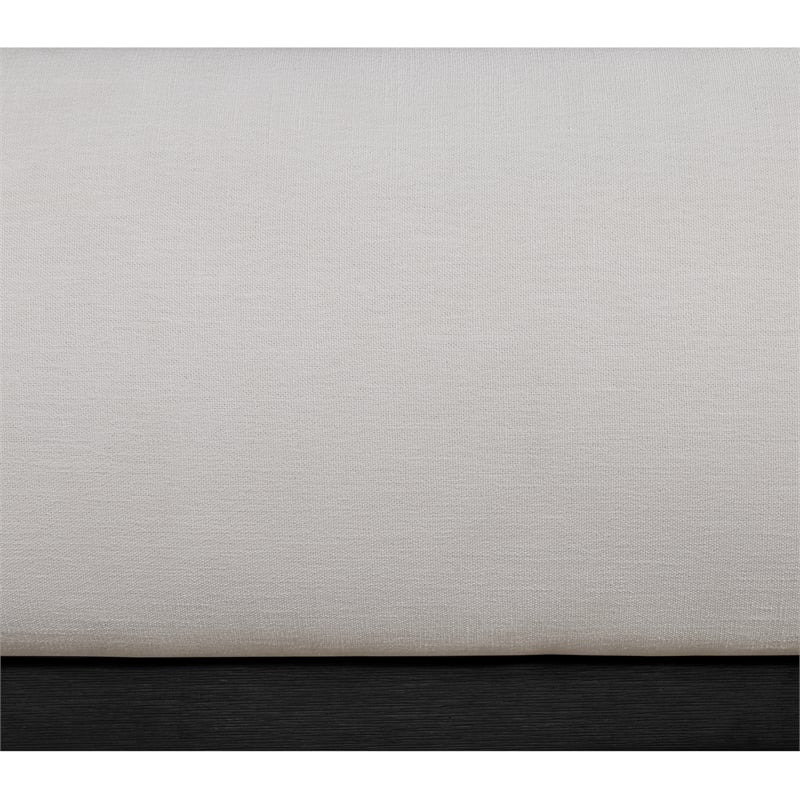 Pemberly Row Contemporary Cream Linen Textured Fabric Queen Bed