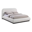 Pemberly Row Contemporary Cream Linen Textured Fabric Queen Bed