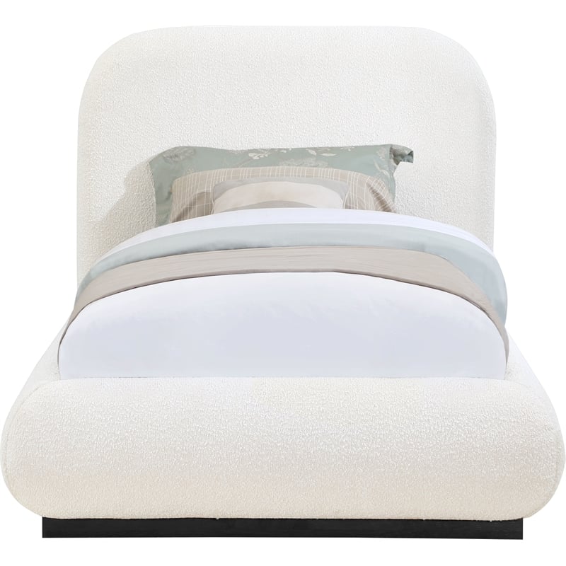 Pemberly Row Modern / Contemporary Cream Boucle Fabric Twin Bed