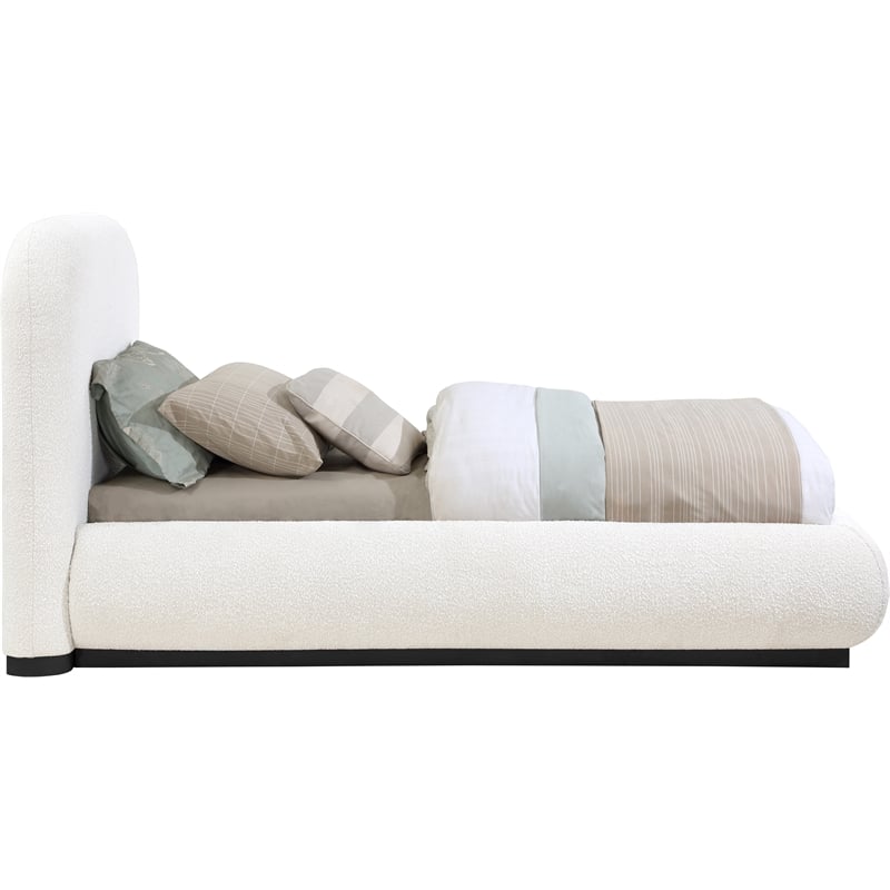 Pemberly Row Modern / Contemporary Cream Boucle Fabric Twin Bed