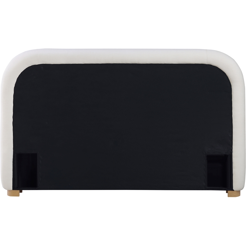 Pemberly Row Contemporary Cream Linen Textured Fabric King Bed