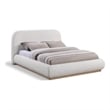 Pemberly Row Contemporary Cream Linen Textured Fabric King Bed