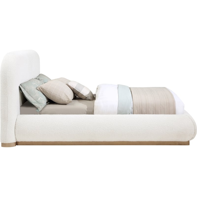 Pemberly Row Modern / Contemporary Cream Boucle Fabric Queen Bed