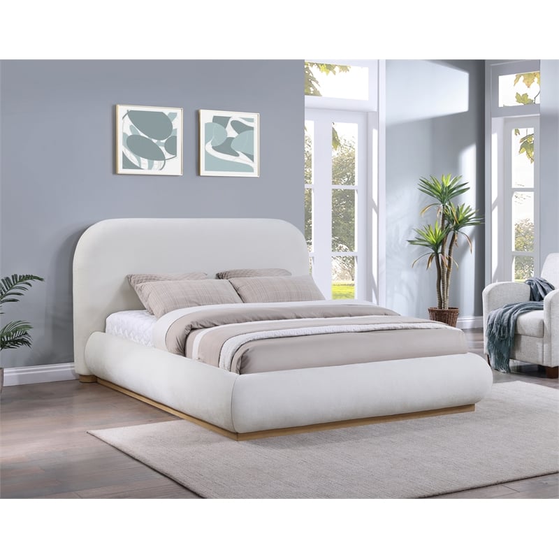 Pemberly Row Modern / Contemporary Cream Soft Fabric Full Bed