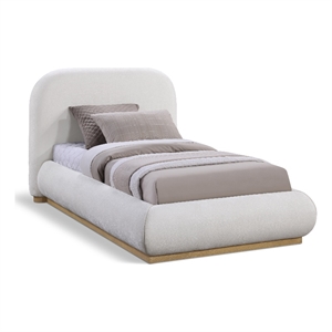 Pemberly Row Modern / Contemporary Cream Soft Fabric Twin Bed