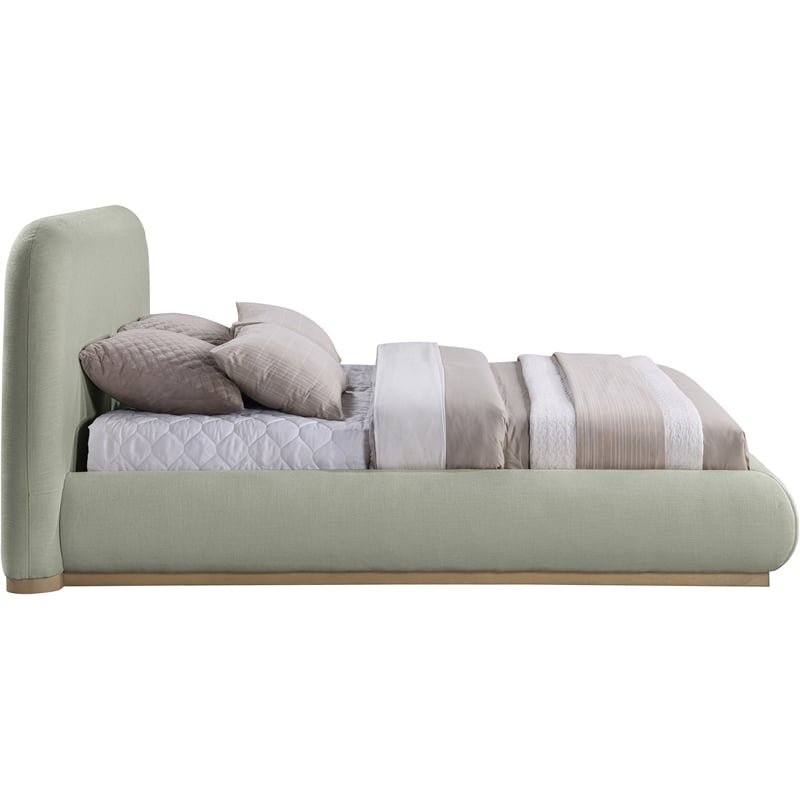 Pemberly Row Modern / Contemporary Mint Soft Fabric Queen Bed