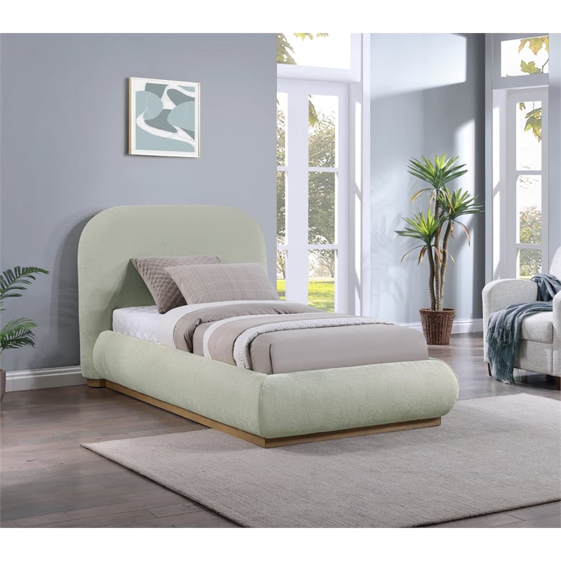 Pemberly Row Modern / Contemporary Mint Soft Fabric Twin Bed