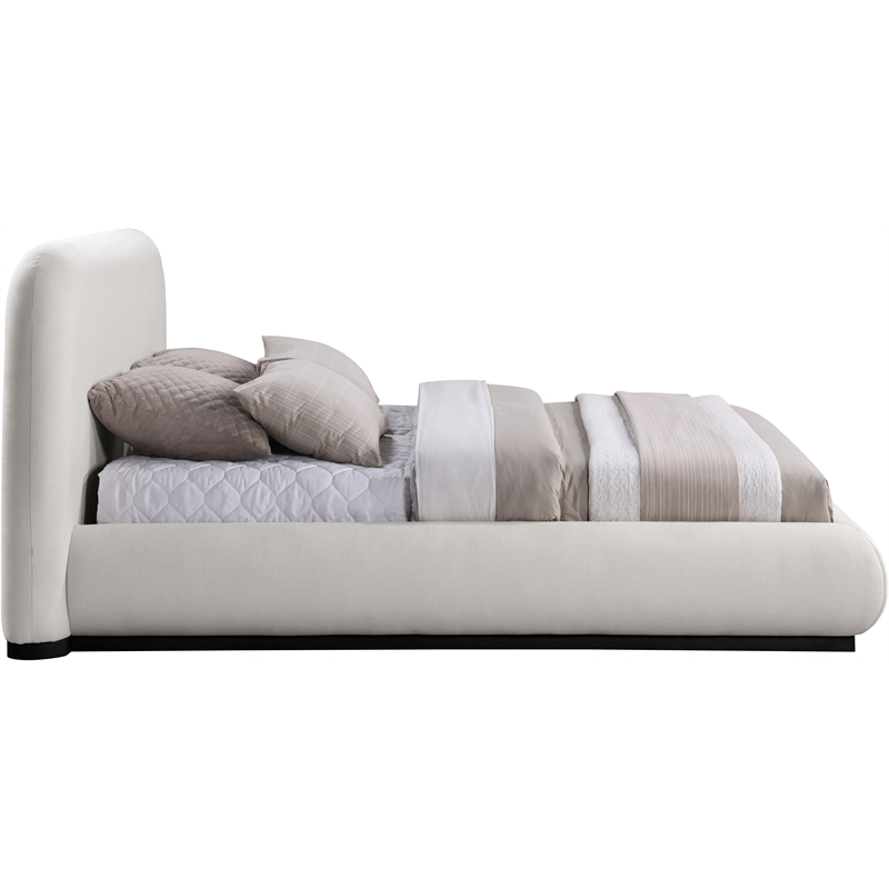 Pemberly Row Contemporary Cream Linen Textured Fabric Full Bed