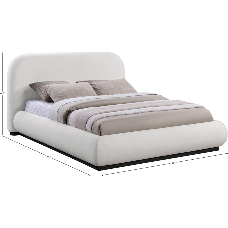 Pemberly Row Contemporary Cream Linen Textured Fabric Full Bed