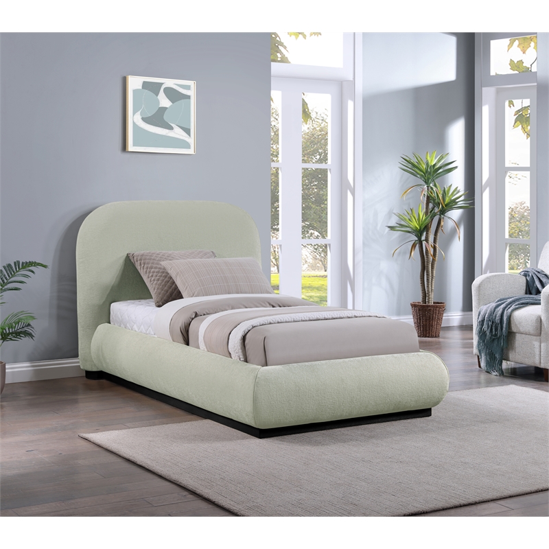 Pemberly Row Modern / Contemporary Mint Soft Fabric Twin Bed