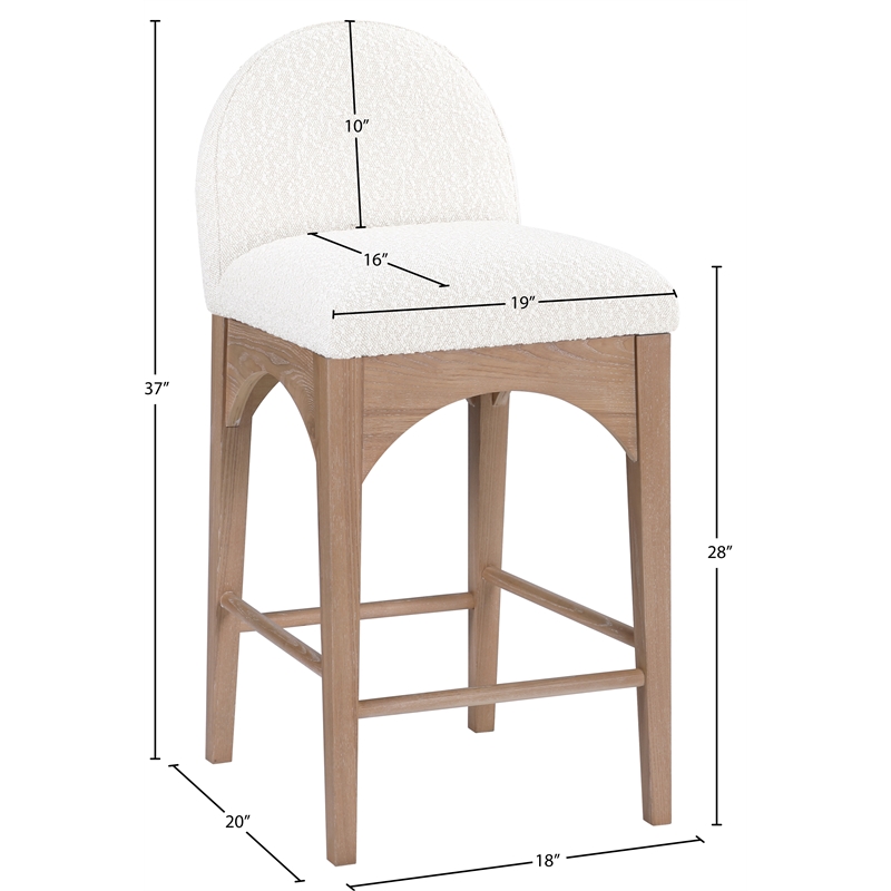 Pemberly Row Modern / Contemporary Cream Finish Soft Fabric Stool
