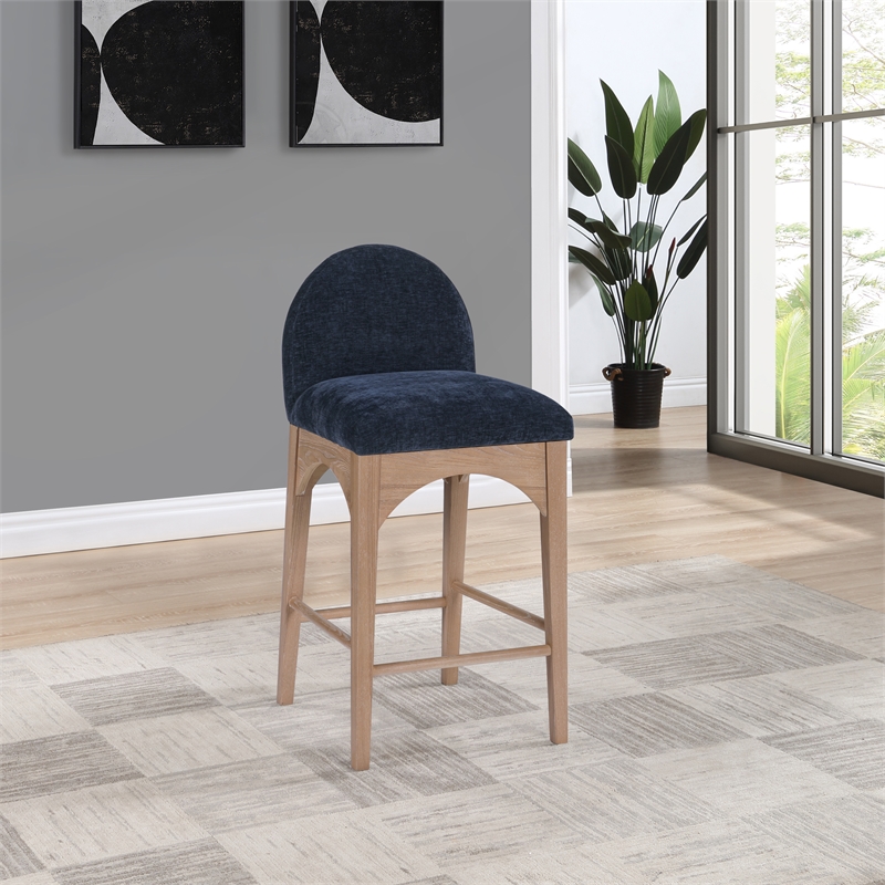 Pemberly Row Modern / Contemporary Navy Finish Soft Fabric Stool