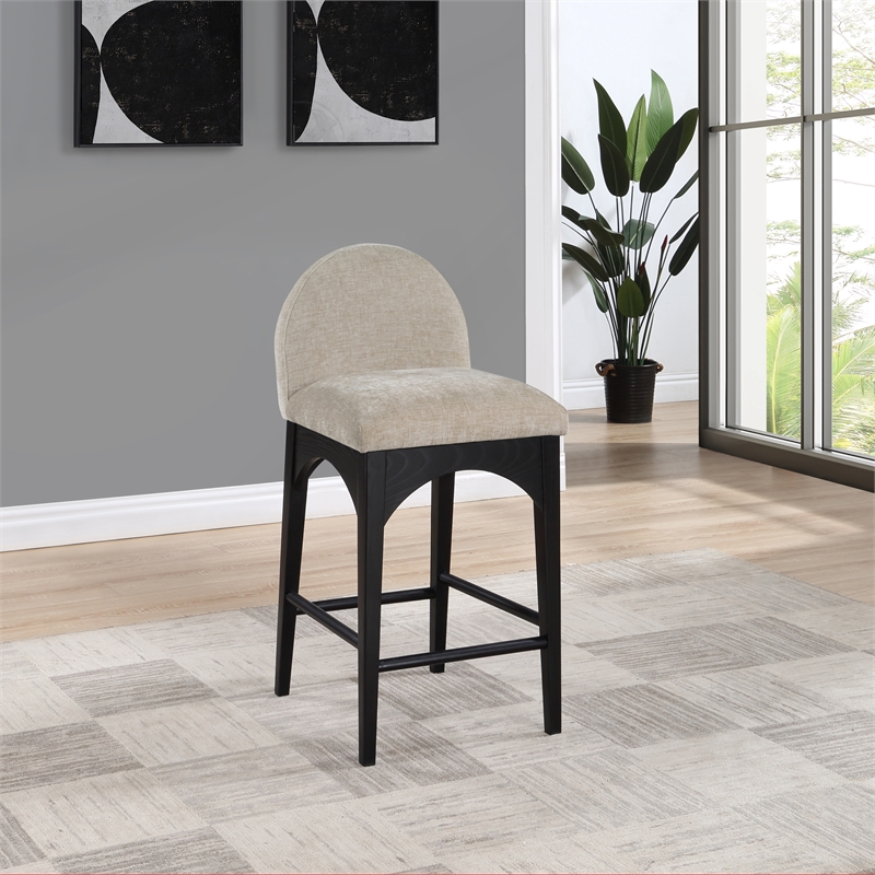Pemberly Row Modern / Contemporary Beige Finish Soft Fabric Stool