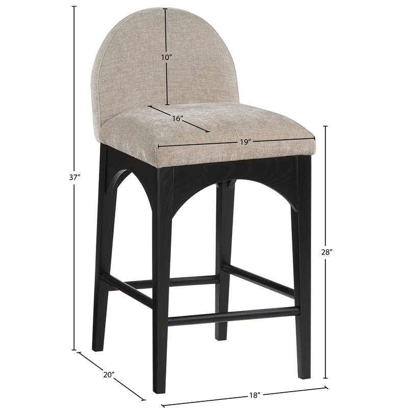 Pemberly Row Modern / Contemporary Beige Finish Soft Fabric Stool
