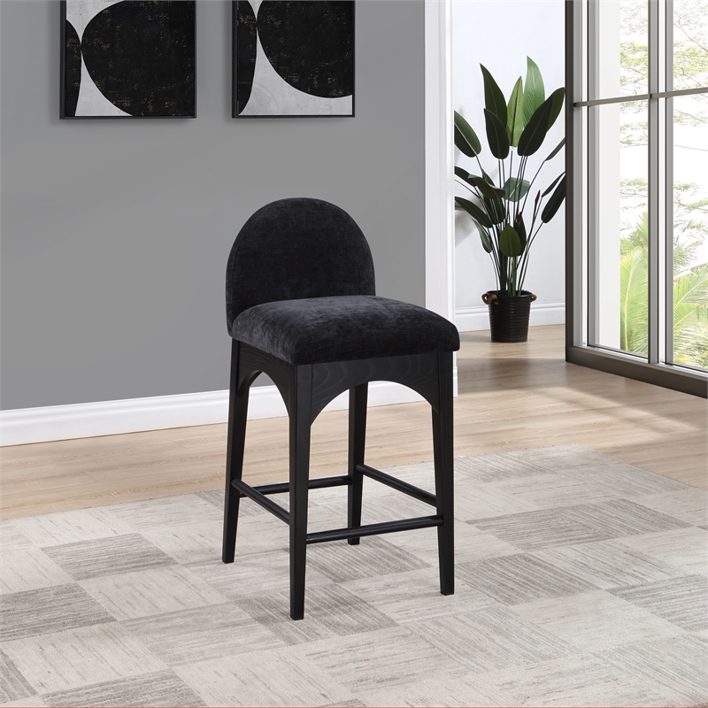 Pemberly Row Modern / Contemporary Black Finish Soft Fabric Stool