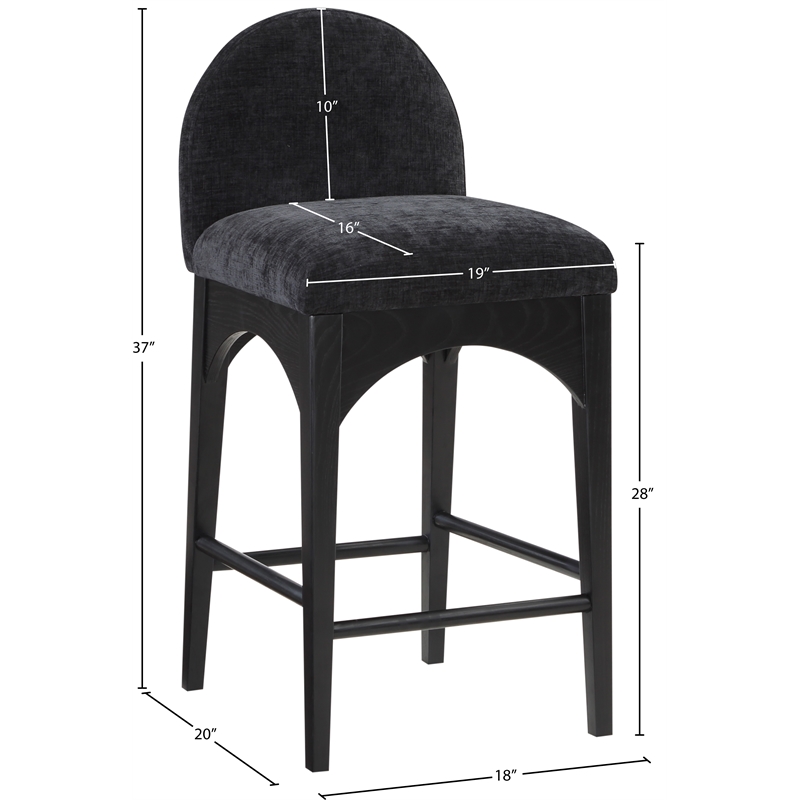 Pemberly Row Modern / Contemporary Black Finish Soft Fabric Stool