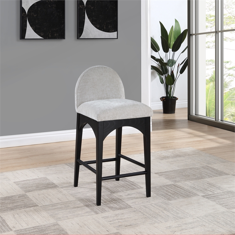 Pemberly Row Modern / Contemporary Grey Finish Soft Fabric Stool