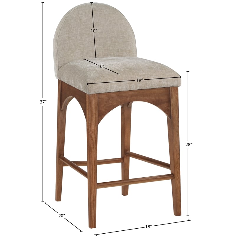 Pemberly Row Modern / Contemporary Beige Finish Soft Fabric Stool